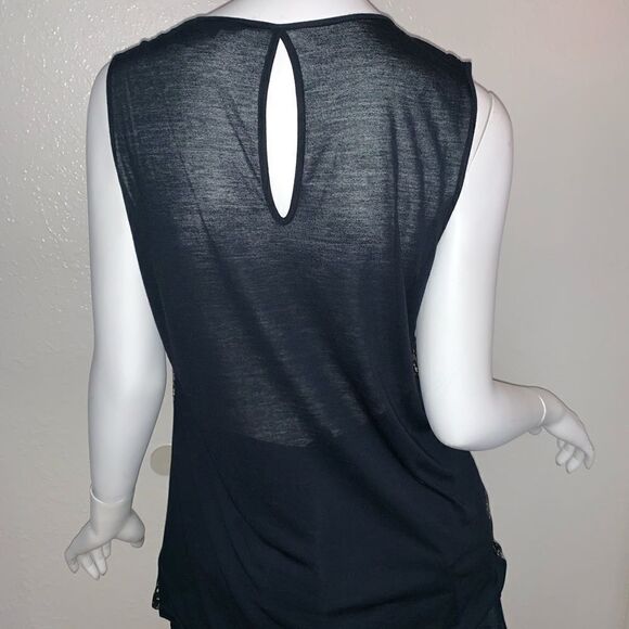 NIE + ZOE NAVY BLUE PRINT PATTERN TANK TOP LARGE - Picture 4 of 6